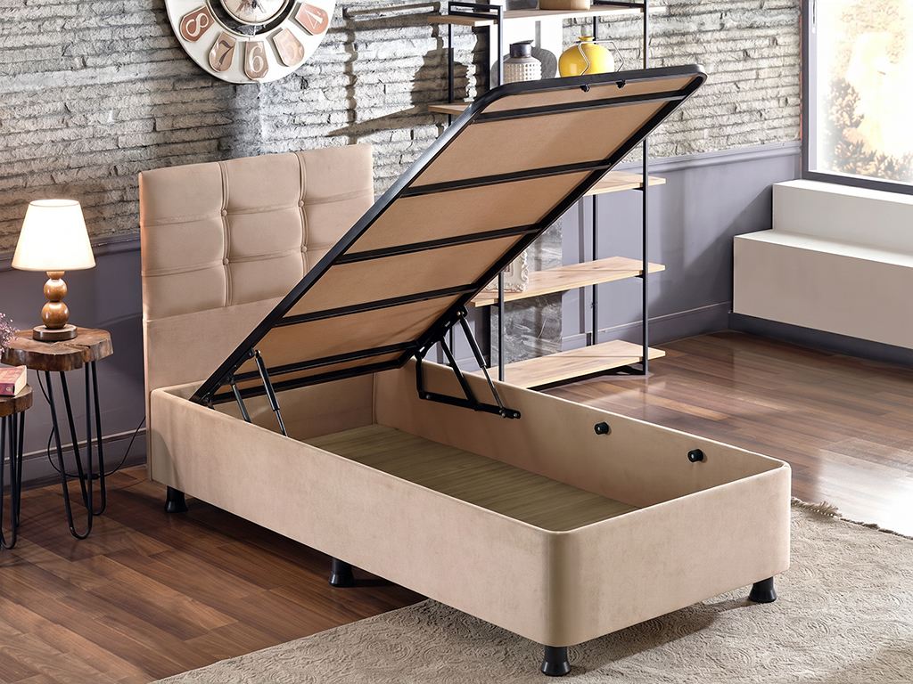 Osnova i uzglavlje kreveta za jednu osobu, Svijetlo smeđa, Polo - Light Brown (90 x 190)