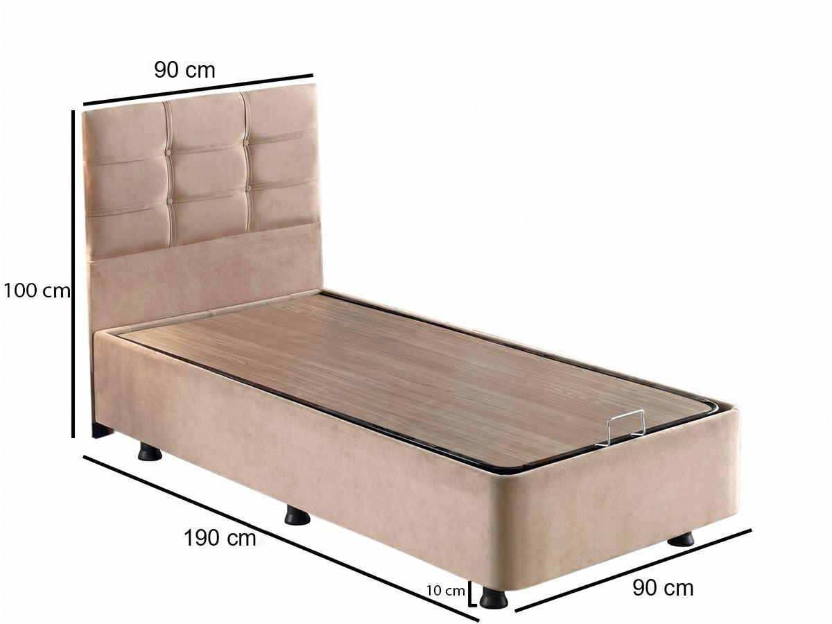 Osnova i uzglavlje kreveta za jednu osobu, Svijetlo smeđa, Polo - Light Brown (90 x 190)