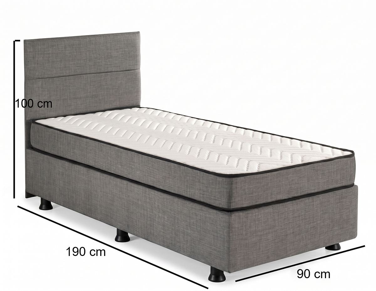 Osnova i uzglavlje kreveta za jednu osobu, Sivo, Silver - Grey (90 x 190)