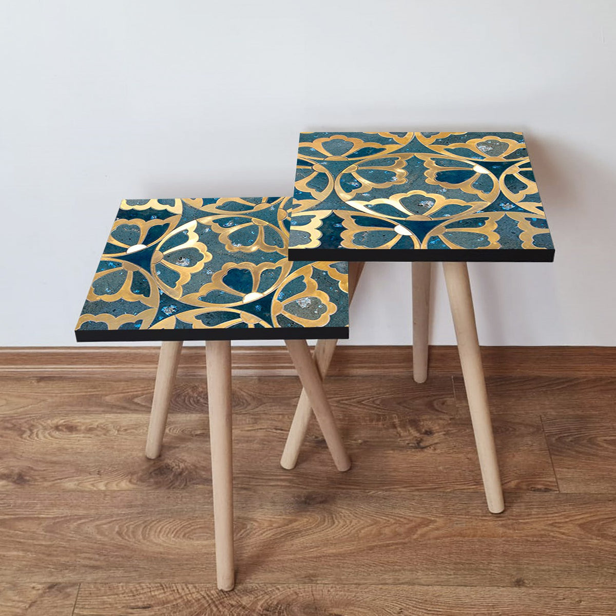 Set od 2 stolića za kavu 533, tamnoplava, plava, bijela