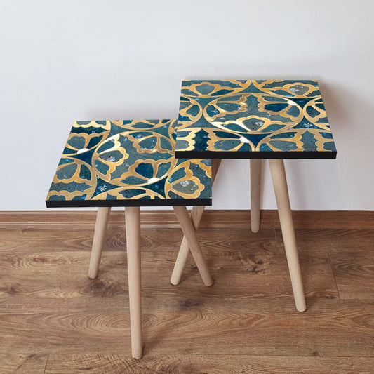 Set od 2 stolića za kavu 533, tamnoplava, plava, bijela