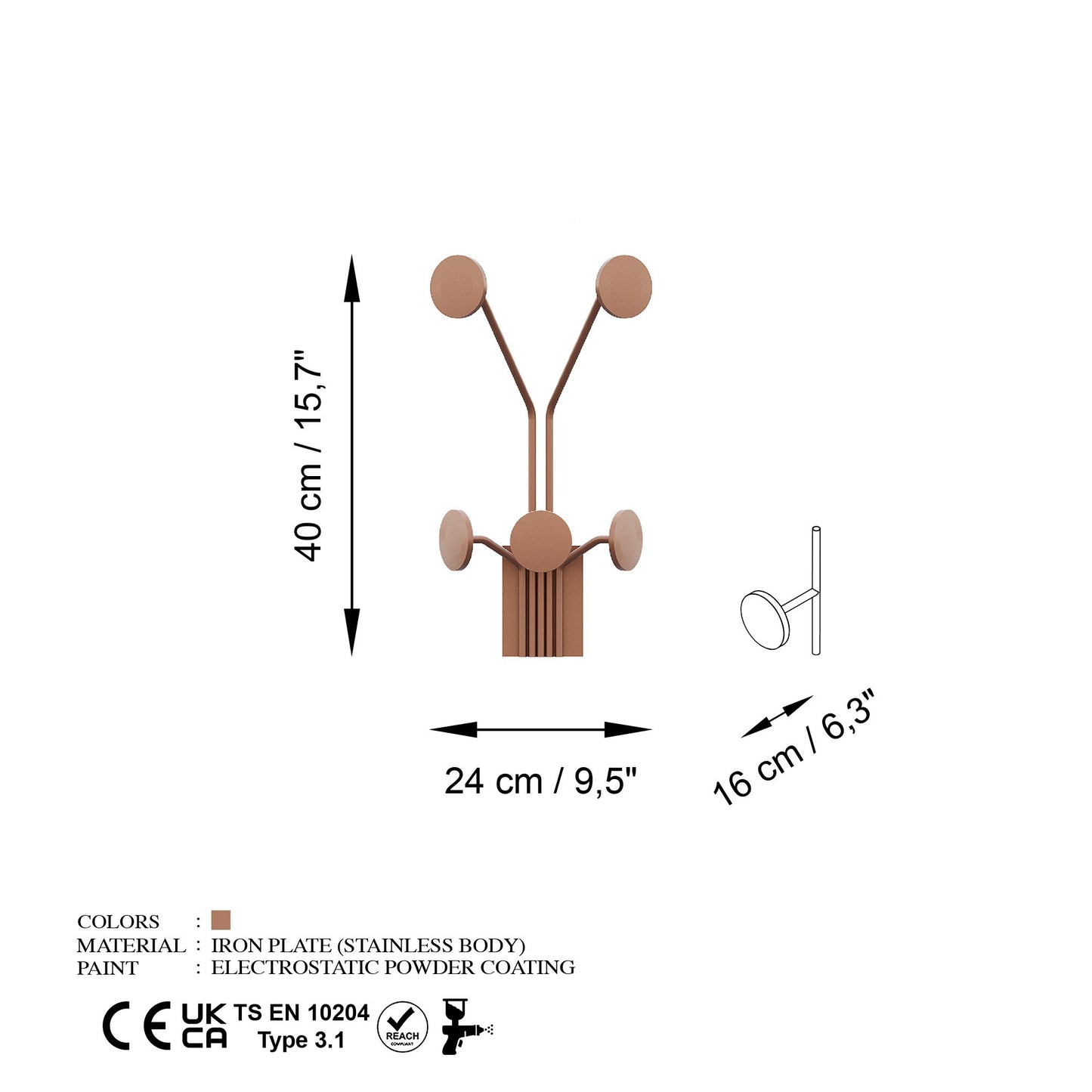 Metalna zidna vješalica Giraffe-C
