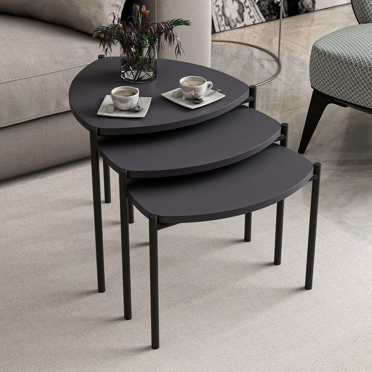 Stol (3 komada), Lenny - Anthracite