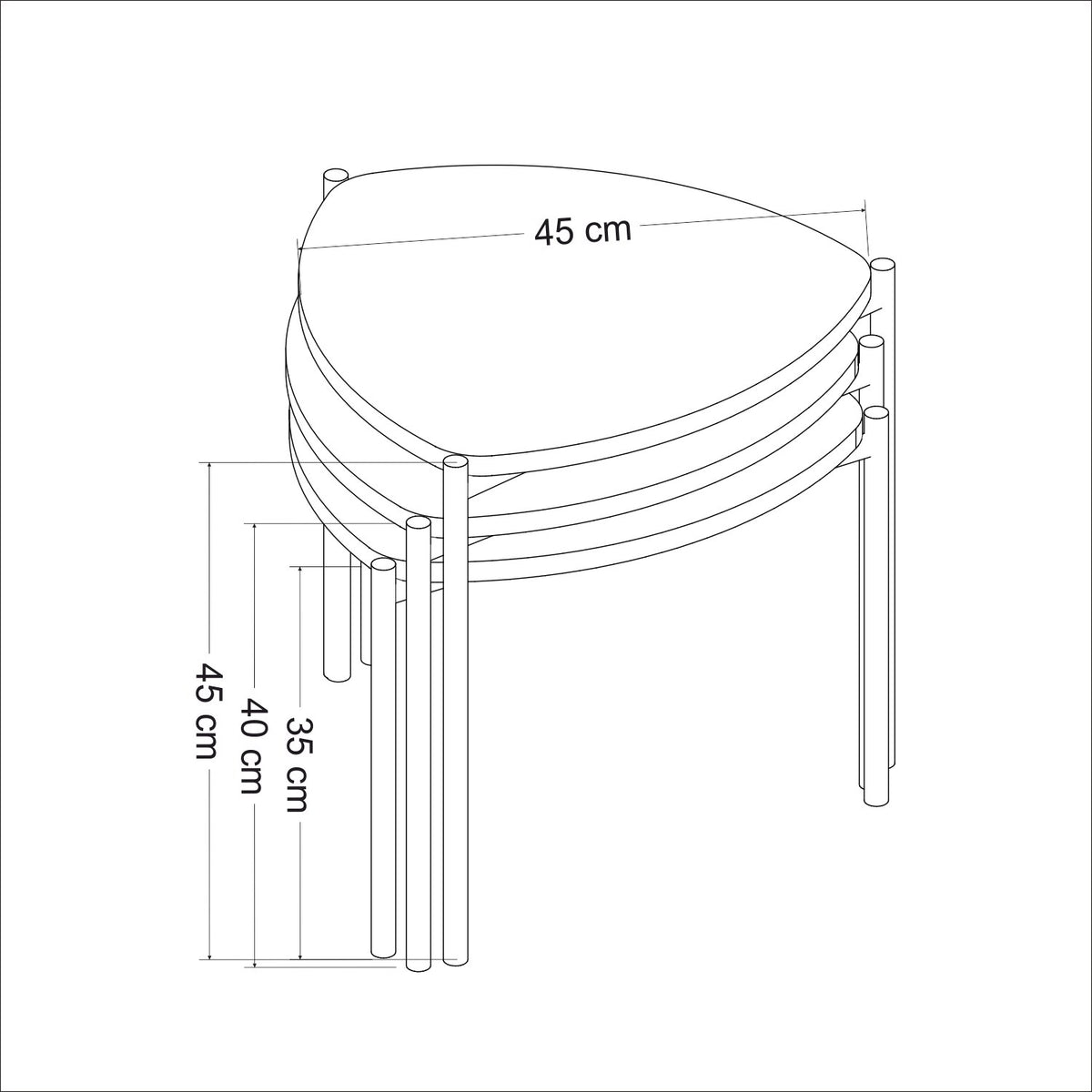 Stol (3 komada), Lenny - Anthracite