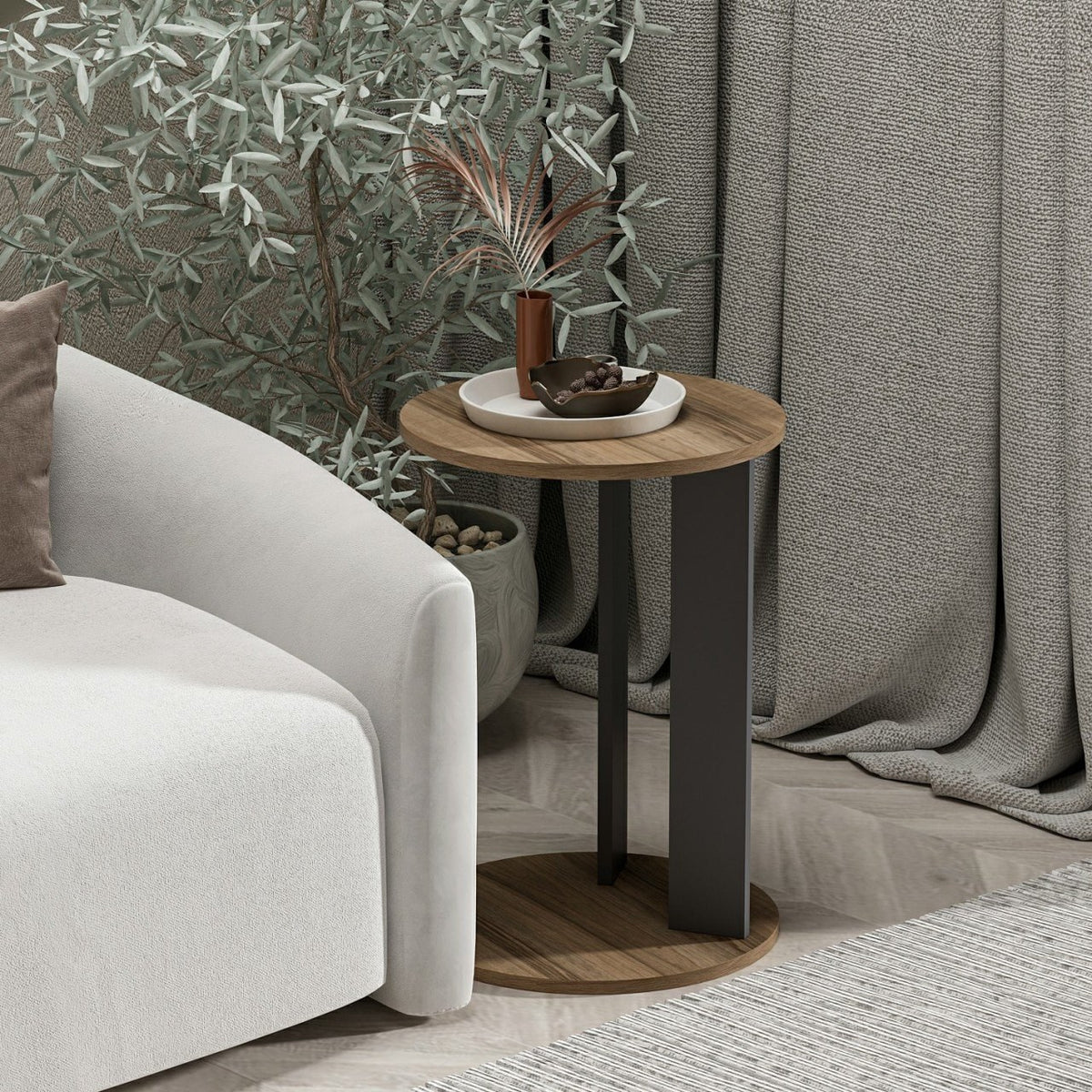 Bočni stol, Ema - Walnut, Anthracite