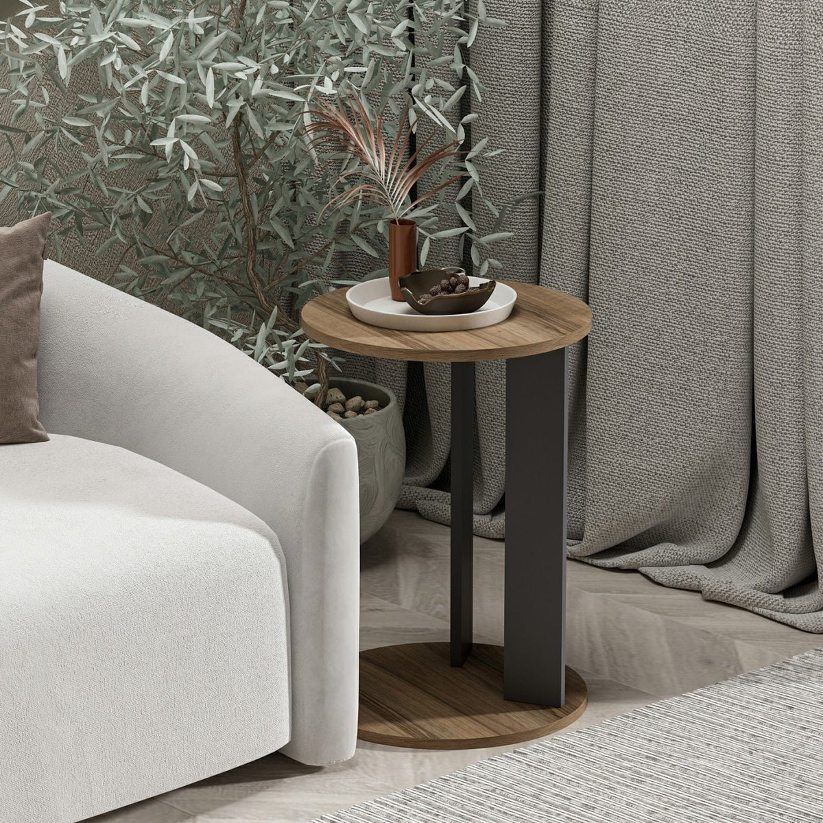 Bočni stol, Ema - Walnut, Anthracite