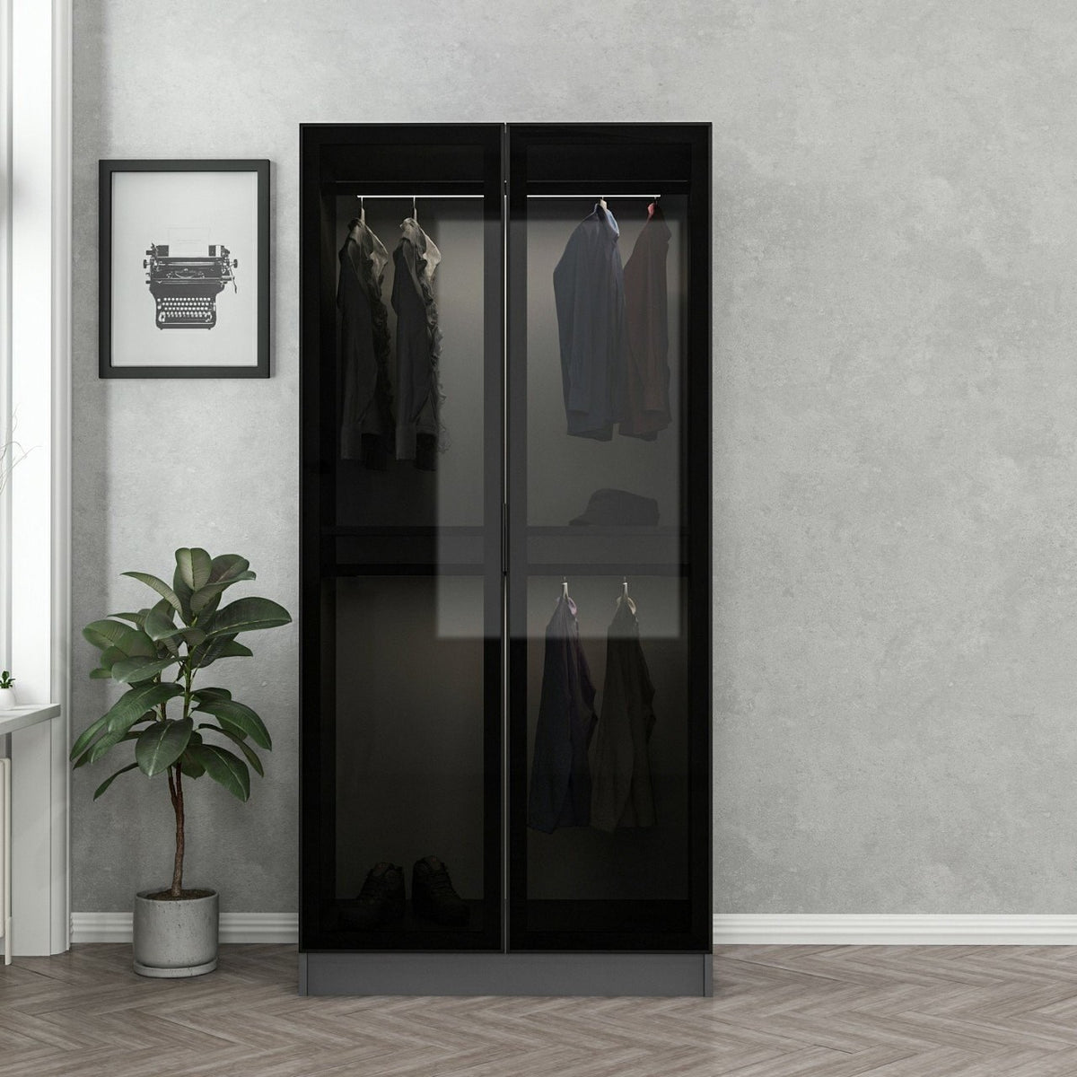 Garderoba, Kale Glass Anthracite - 190
