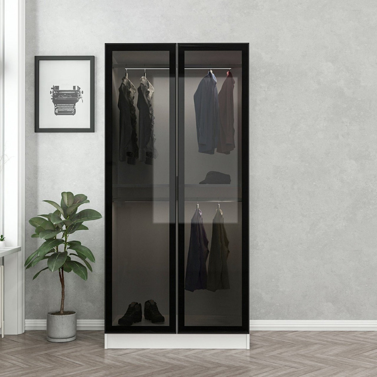 Garderoba, Kale Glass Black - 190