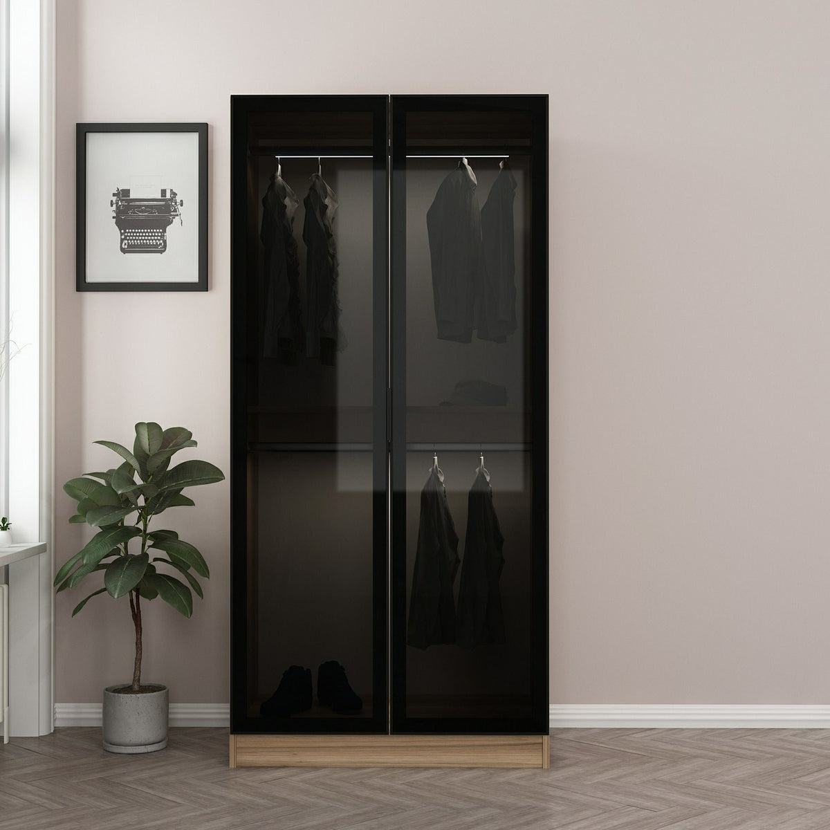 Garderoba, Kale Glass Dark Grey1 - 210