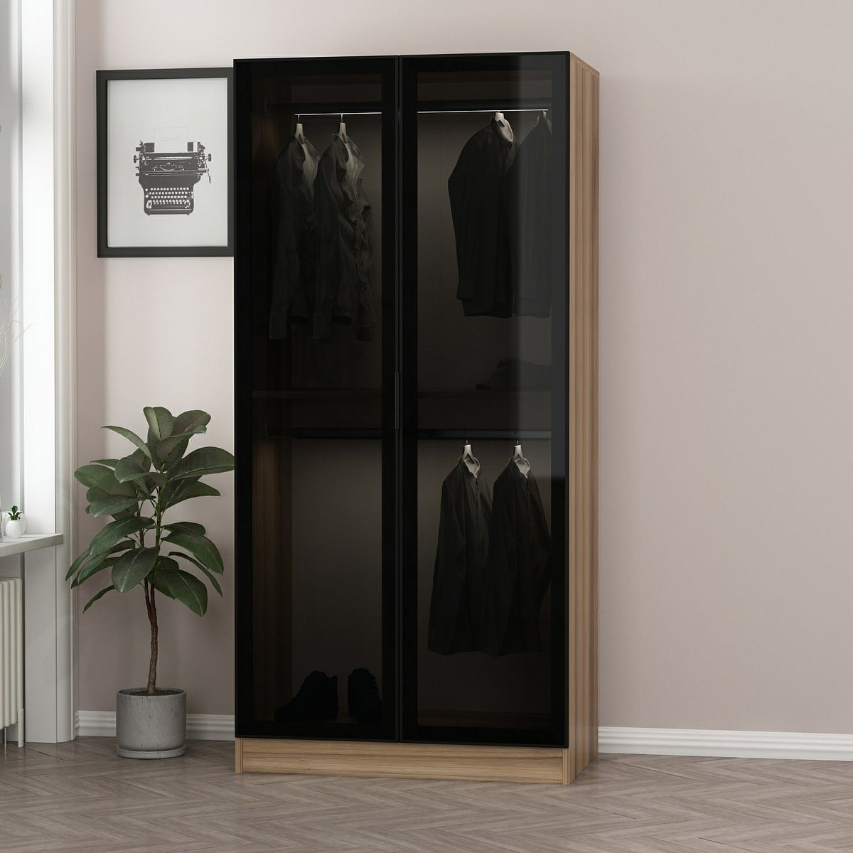 Garderoba, Kale Glass Dark Grey1 - 210