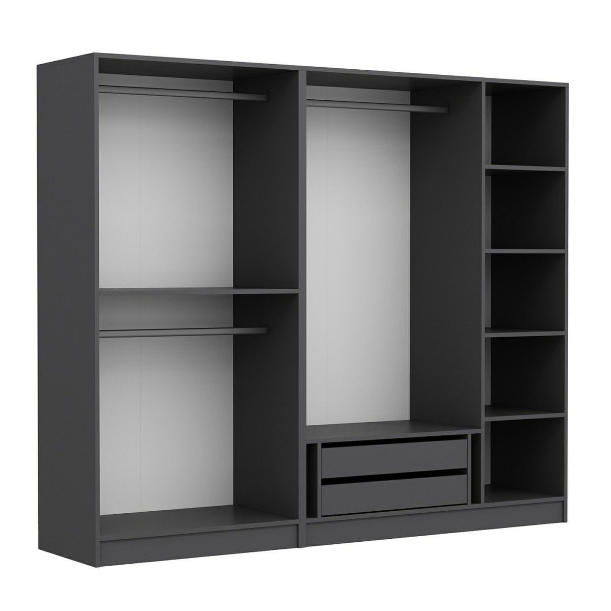 Ormar, 5 vrata, 2 ladice, 210 cm – antracit