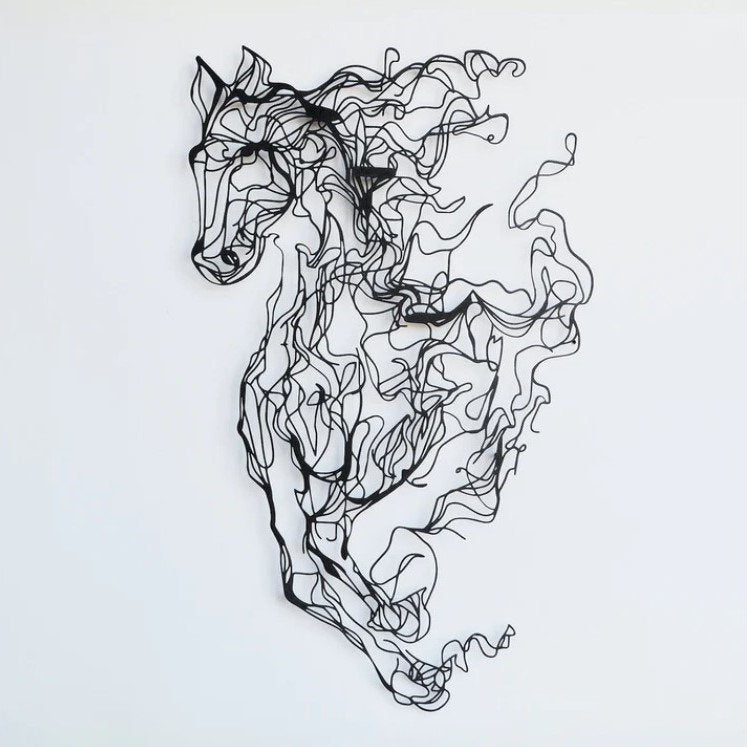 Metalna zidna dekoracija Metal Horse Line Art - APT724 v2