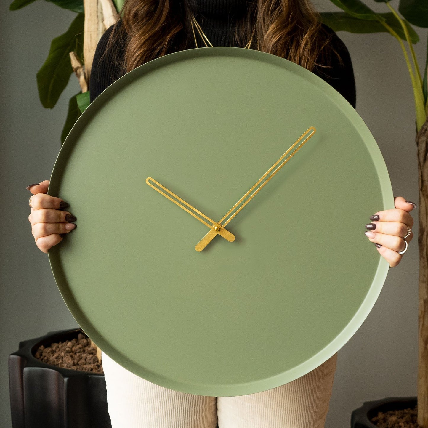Ukrasni metalni zidni sat Earthy Metal Wall Clock - APS111 - zeleno