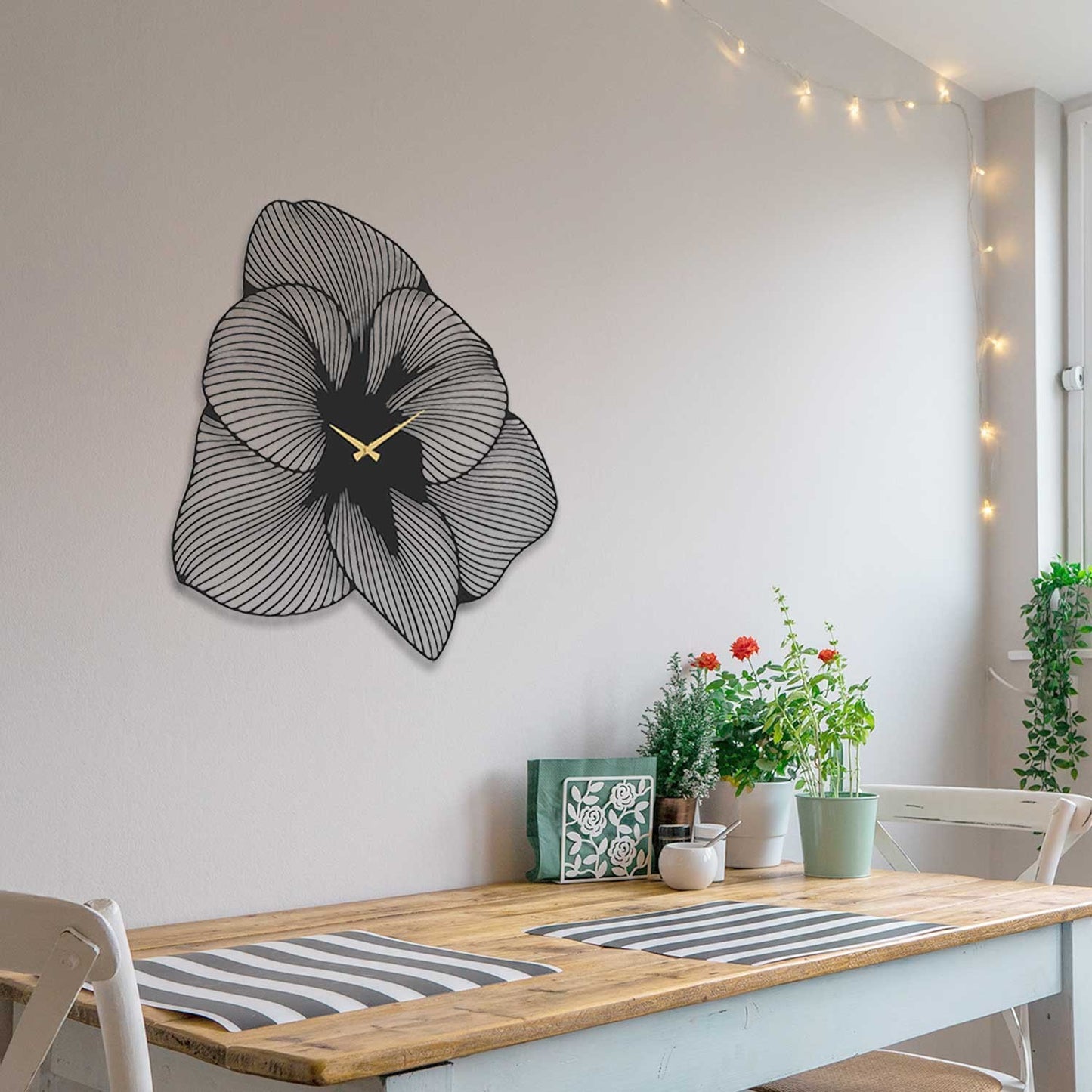 Sat metalni zidni dekorativni, Azalea Metal Wall Clock - APS039 70 - Black