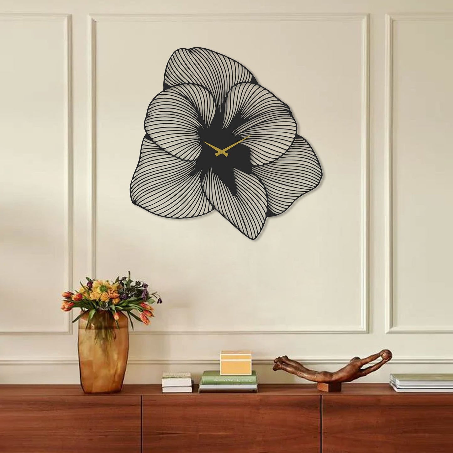 Sat metalni zidni dekorativni, Azalea Metal Wall Clock - APS039 70 - Black