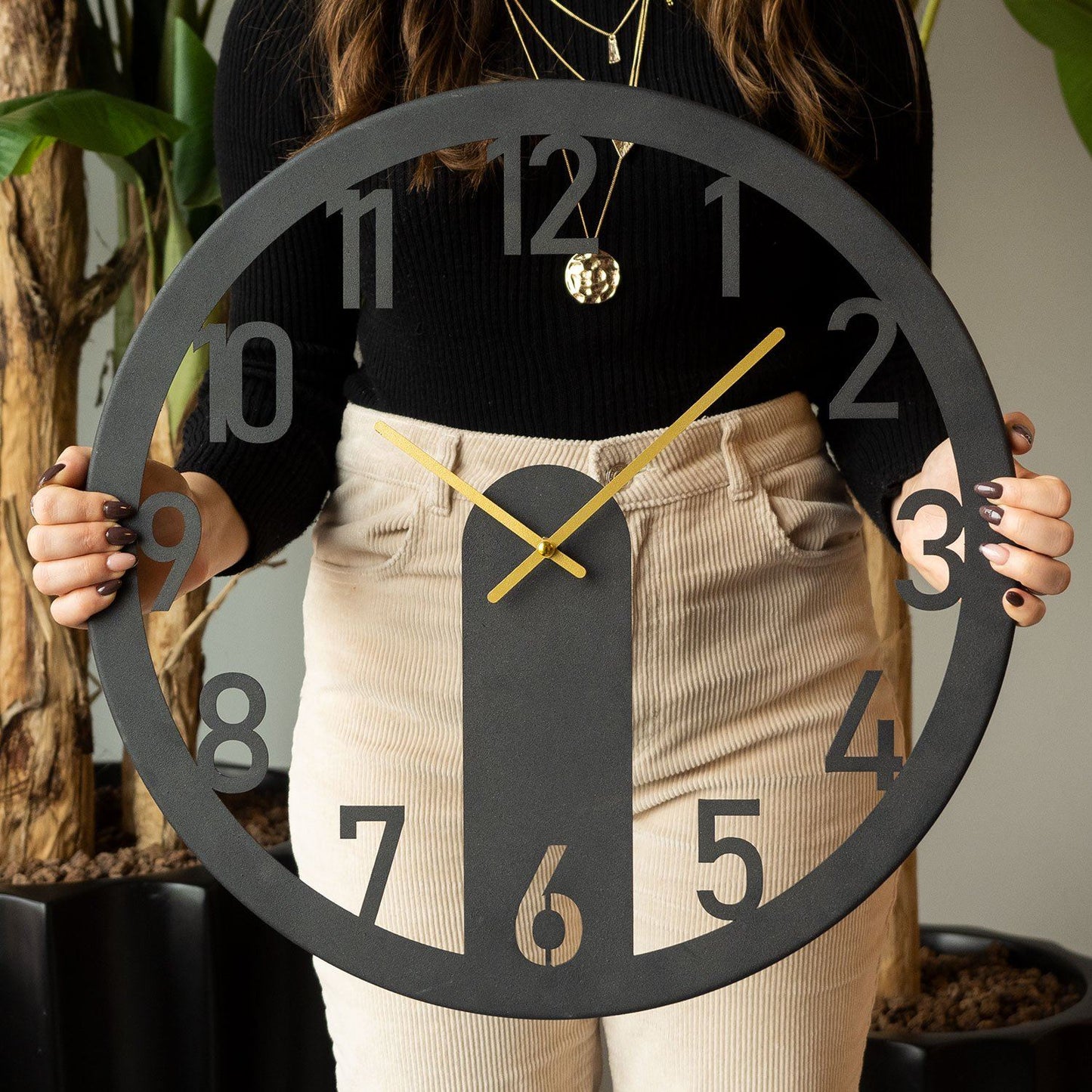Ukrasni metalni zidni sat Mood Metal Wall Clock - APS114 - crna