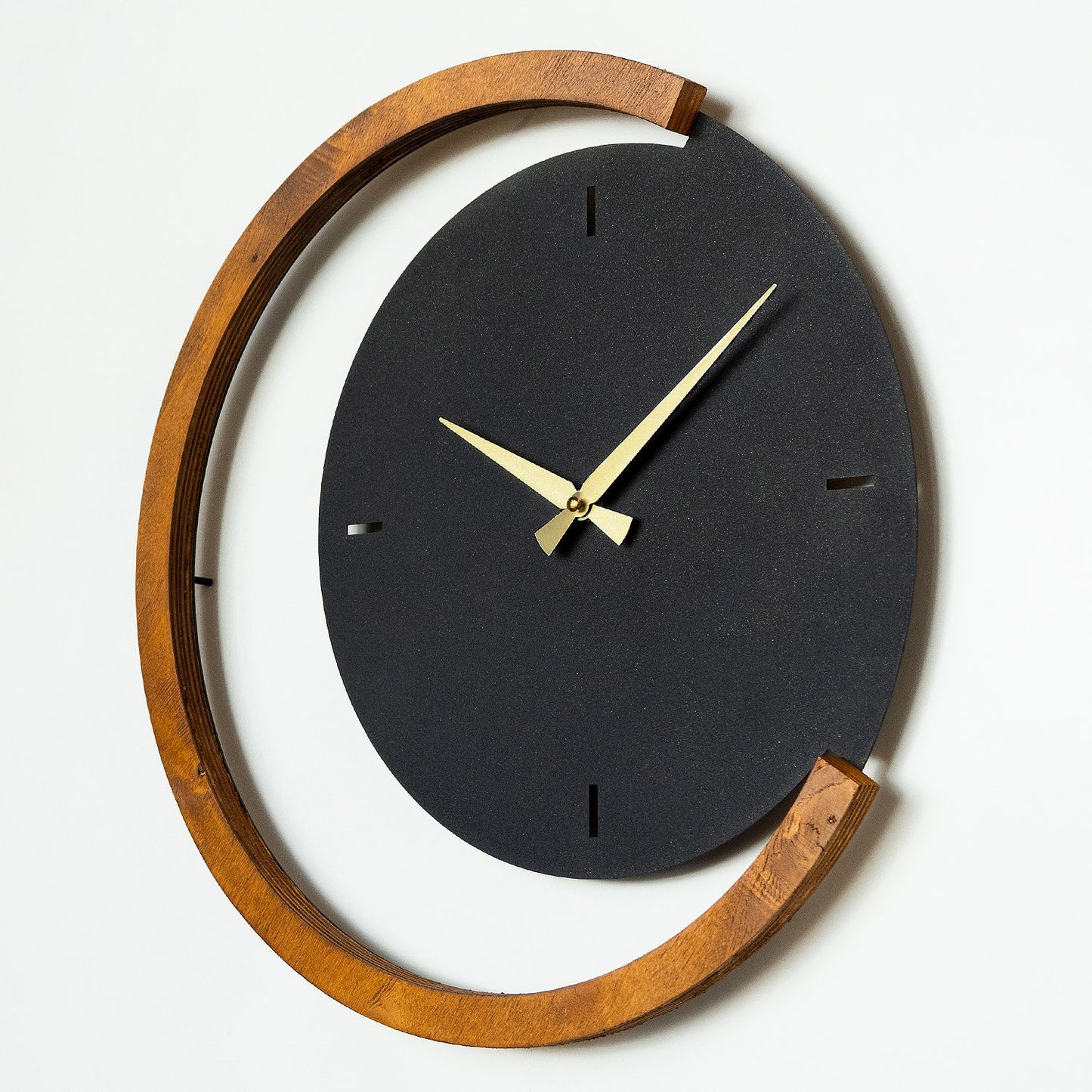 Sat metalni zidni dekorativni, Moon Time Wooden Metal Wall Clock - APS117