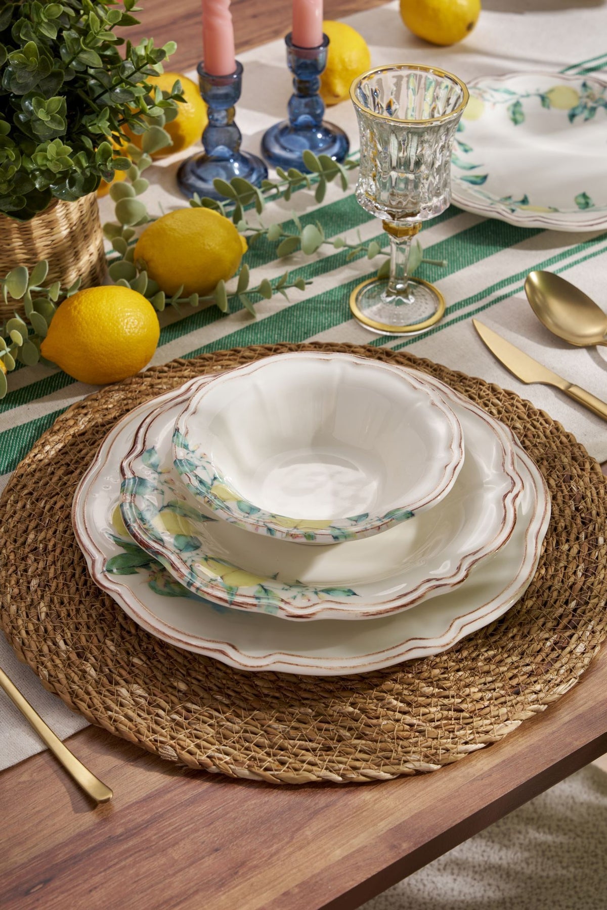 Set za večeru (24 komada) 790, Zelena, Žuta, Smeđa