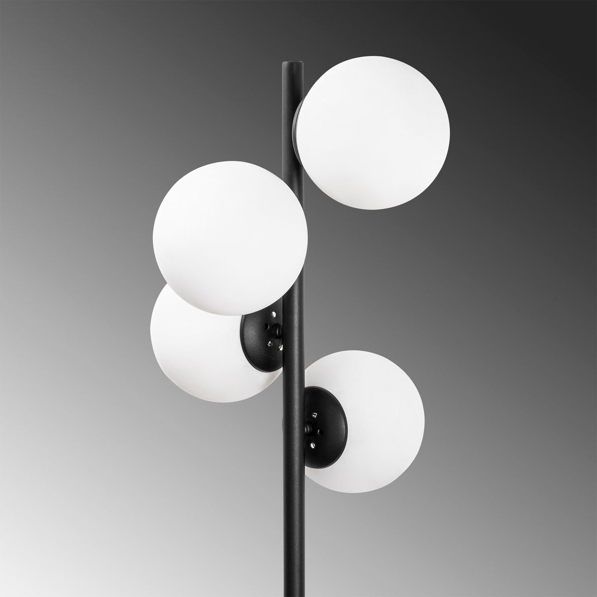 Podna lampa FAZE 115, crna, metal-staklo, 32 x 32 cm, visina 130 cm, promjer kugle 15 cm, duljina kabela 200 cm, 4 x E27 40 W, Faze-NT-115-1