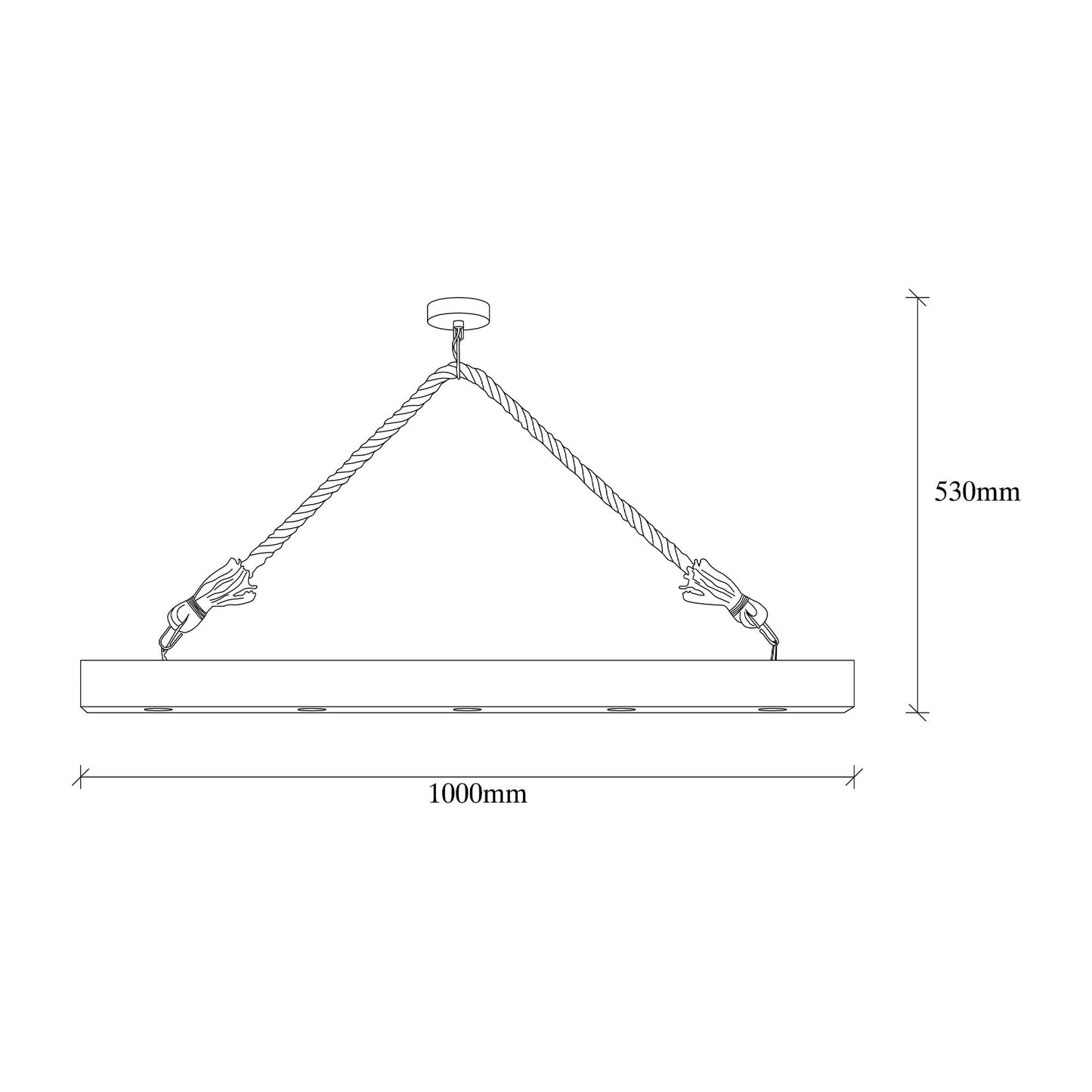 Vislica EREBOS 1, drvo, 100 x 7cm, visina 53 cm, 5 x E27 40 W, Erebos - 106-AV