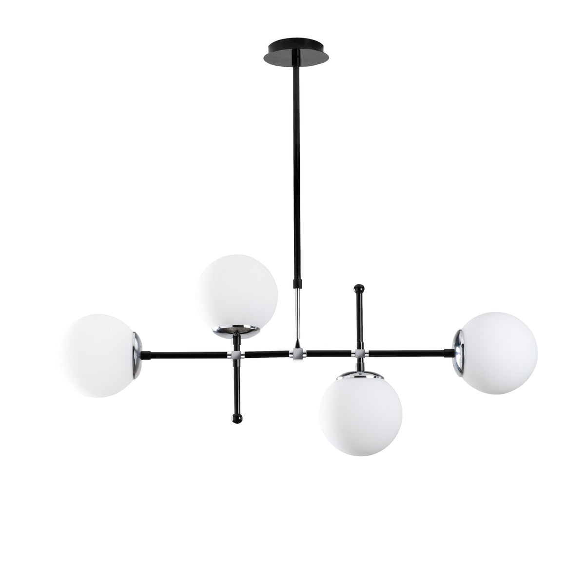 Visilica MY LEGEND 146, crno-bijela, metal, 90 x 15 cm, visina 67-82 cm, duljina kabela 90 cm, podesiva visina, 4 x E27 40 W, My Legend - 145-AV2