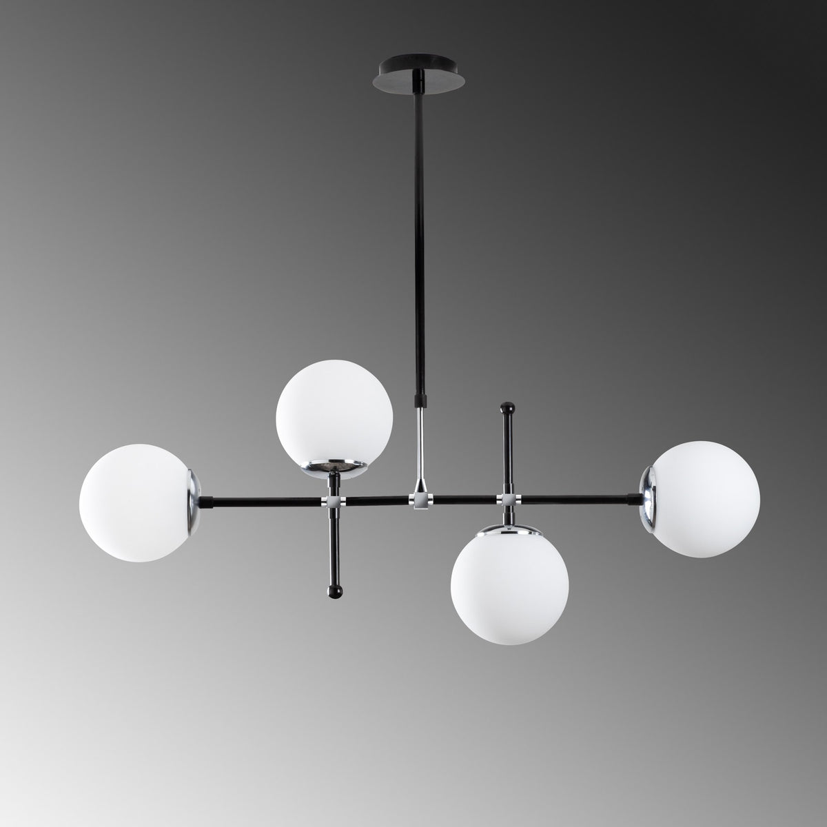 Visilica MY LEGEND 146, crno-bijela, metal, 90 x 15 cm, visina 67-82 cm, duljina kabela 90 cm, podesiva visina, 4 x E27 40 W, My Legend - 145-AV2