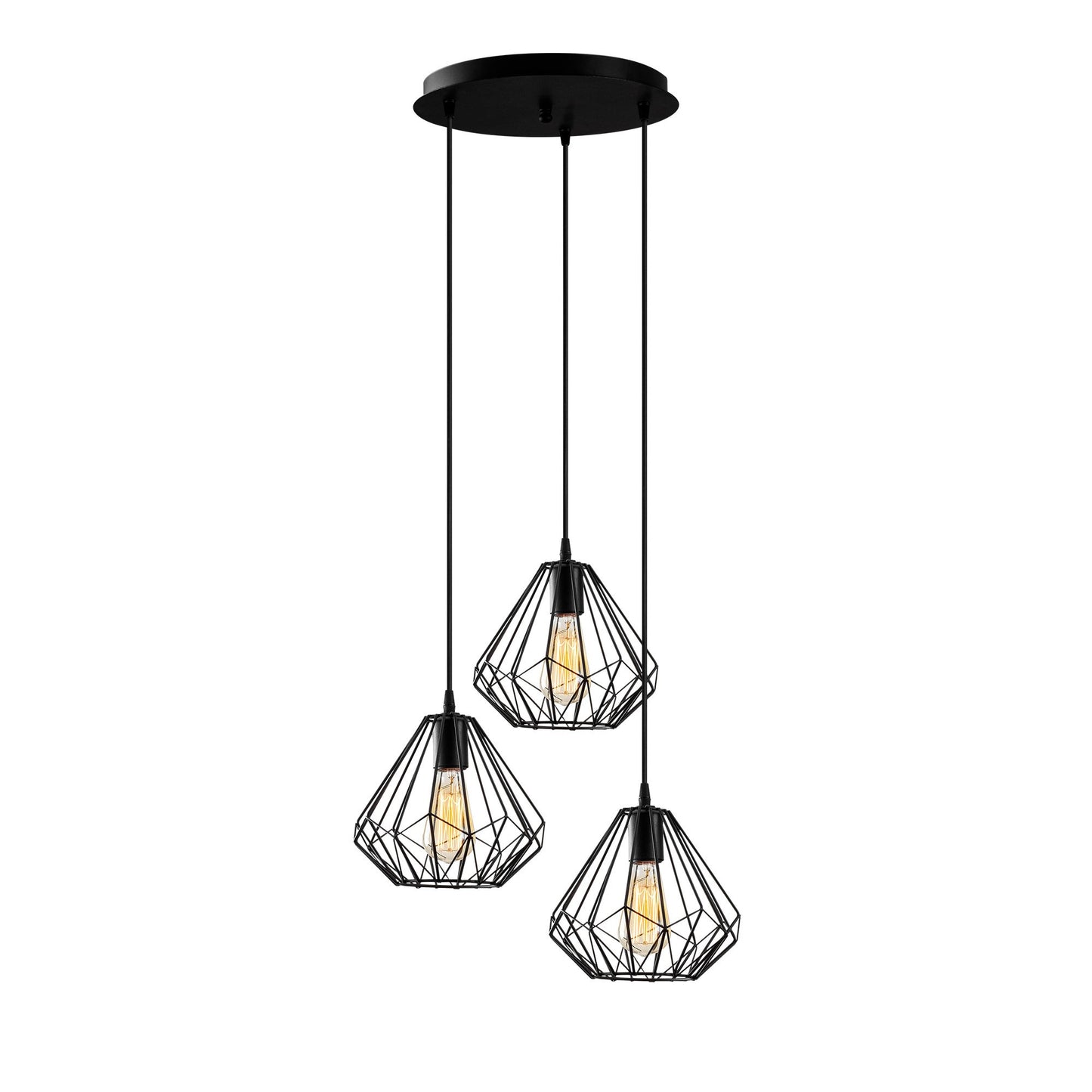 Visilica DIAMOND TRIS crna, metal, promjer 43 cm, visina 117 cm, promjer sjenila 23 cm, visina 21 cm, podesiva visina, E27 40 W, Diamond - 704-S2