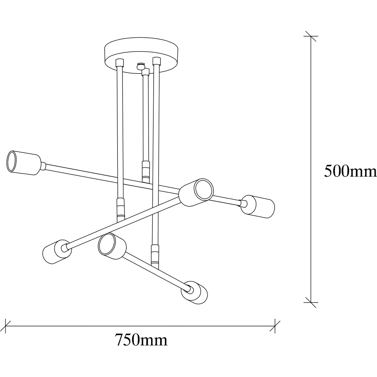 Visilica FLOWER L, crna, metal, 75 x 75 cm, visina 50 cm, 6 x E27 40 W, Flower - 162 - AV
