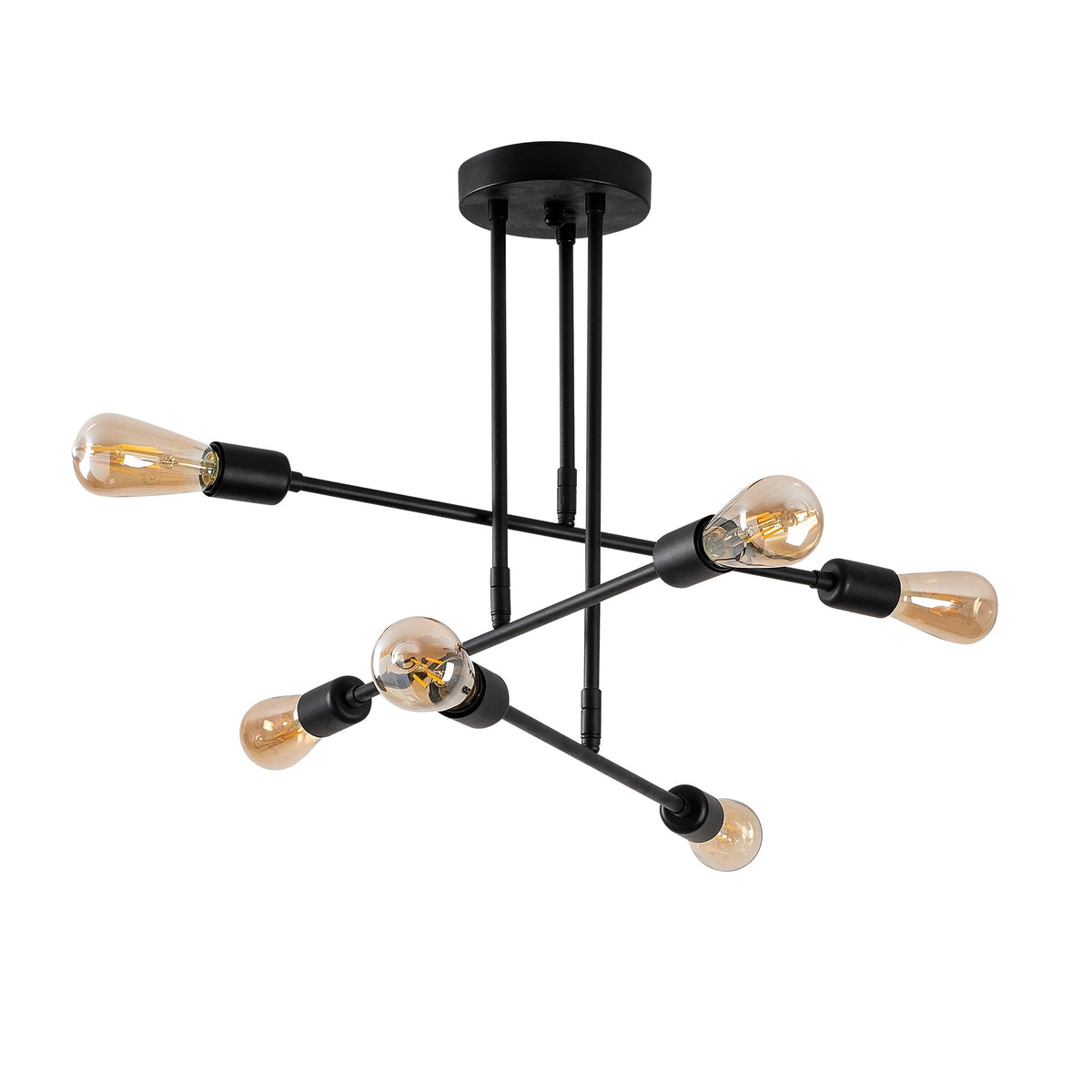 Visilica FLOWER L, crna, metal, 75 x 75 cm, visina 50 cm, 6 x E27 40 W, Flower - 162 - AV