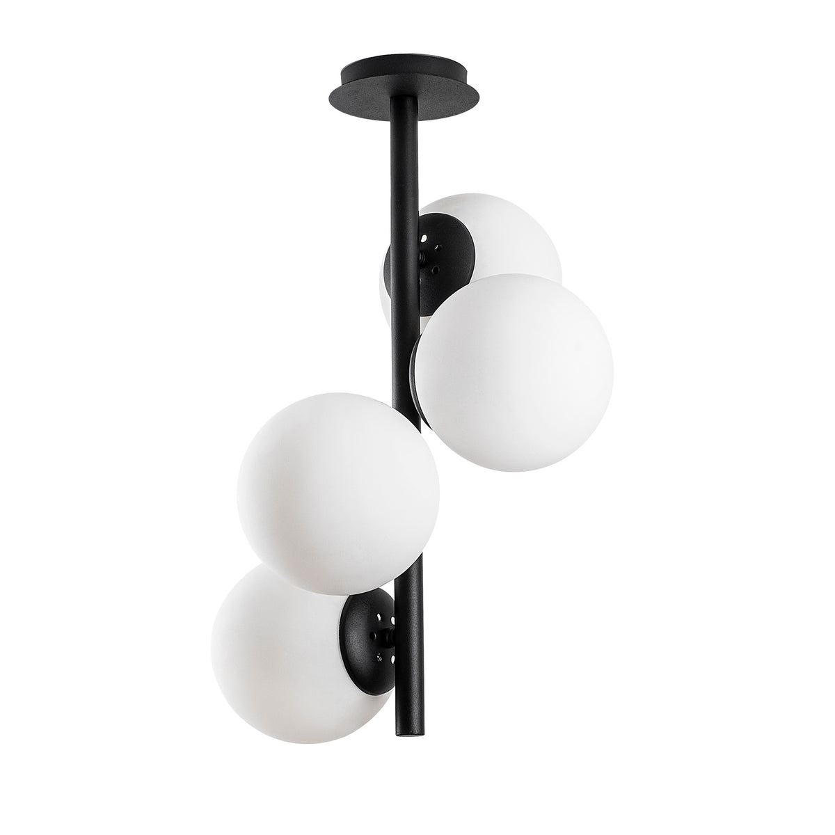 Vislica FAZE crna, metal-staklo, promjer 32 cm, visina 53 cm, promjer kugli 15 cm, podesiva visina, 4 x E27 40 W, Faze-NT-139