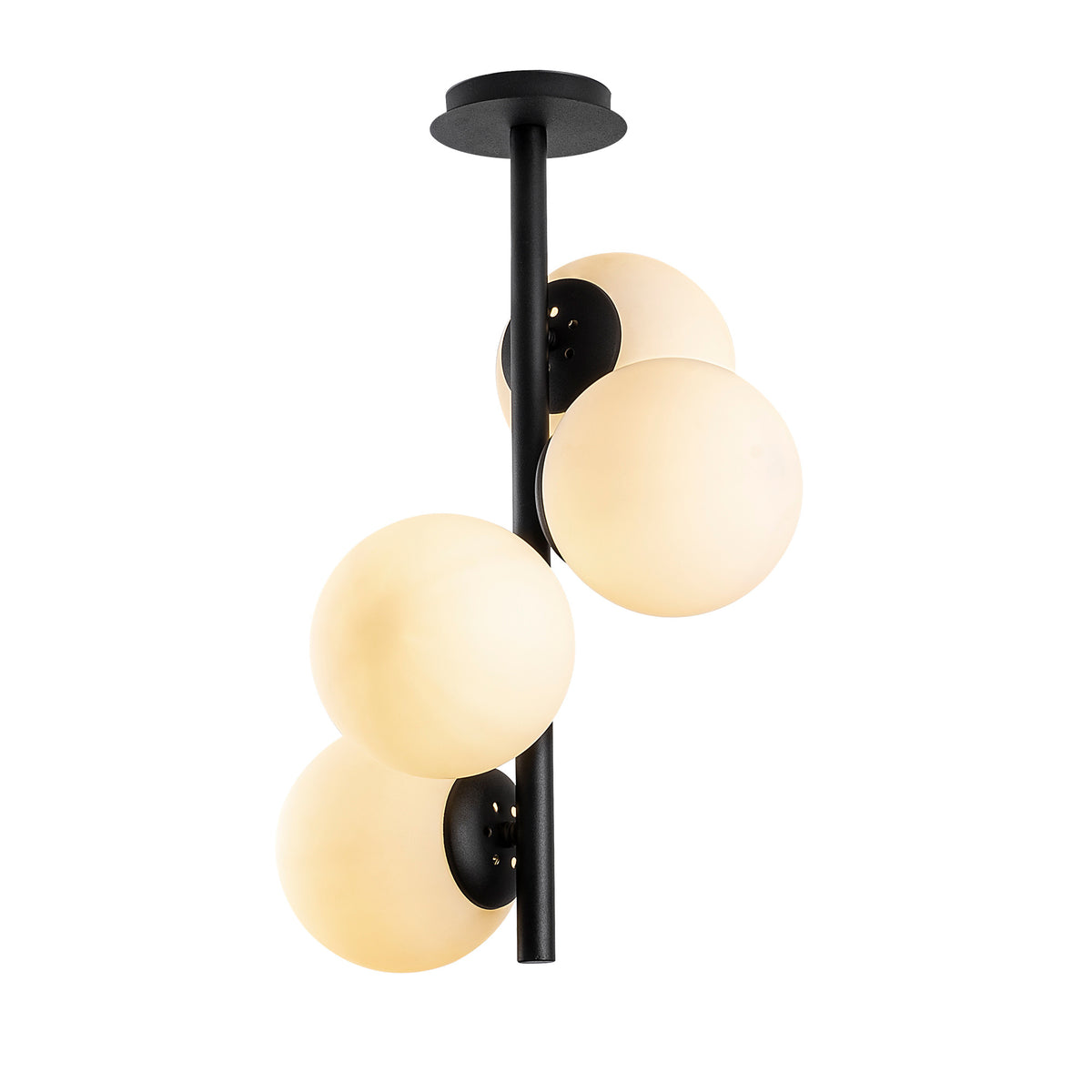 Vislica FAZE crna, metal-staklo, promjer 32 cm, visina 53 cm, promjer kugli 15 cm, podesiva visina, 4 x E27 40 W, Faze-NT-139
