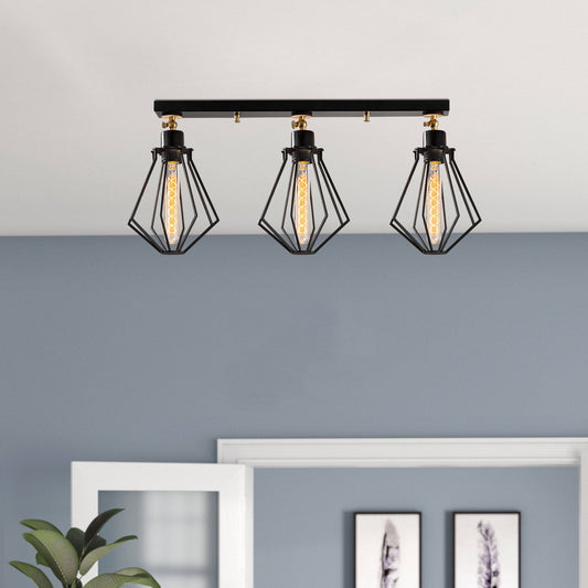 Stropna lampa OYLAT 2, metalna crna, 70 x 18 cm,visina 29 cm, 3 x E27 40 W, Oylat - N-1040