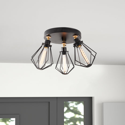 Stropna lampa OYLAT, metalna crna, 56 cm, visina 31 cm, 3 x E27 40 W, Oylat - N-1041