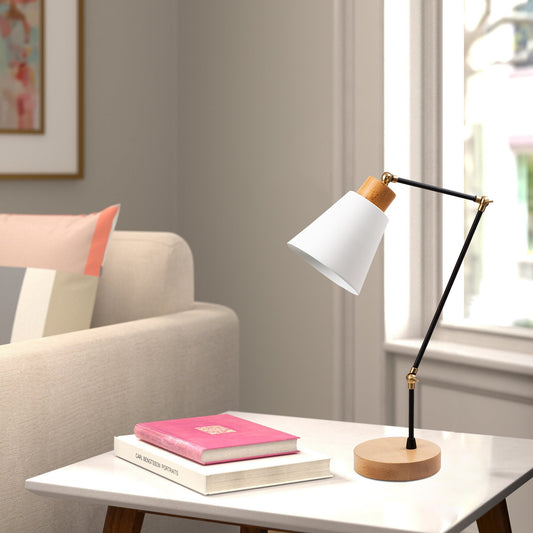 Stolna lampa MANAVGAT bijela, metal- drvo, promjer 14 cm, visina 52 cm, duljina kabla 200 cm, E27 40 W, Manavgat - N-598