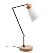 Stolna lampa MANAVGAT bijela, metal-drvo, promjer 14 cm, visina 52 cm, duljina kabela 200 cm, E27 40 W, Manavgat - N-598