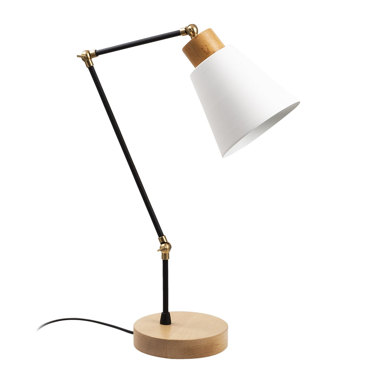 Stolna lampa MANAVGAT bijela, metal-drvo, promjer 14 cm, visina 52 cm, duljina kabela 200 cm, E27 40 W, Manavgat - N-598