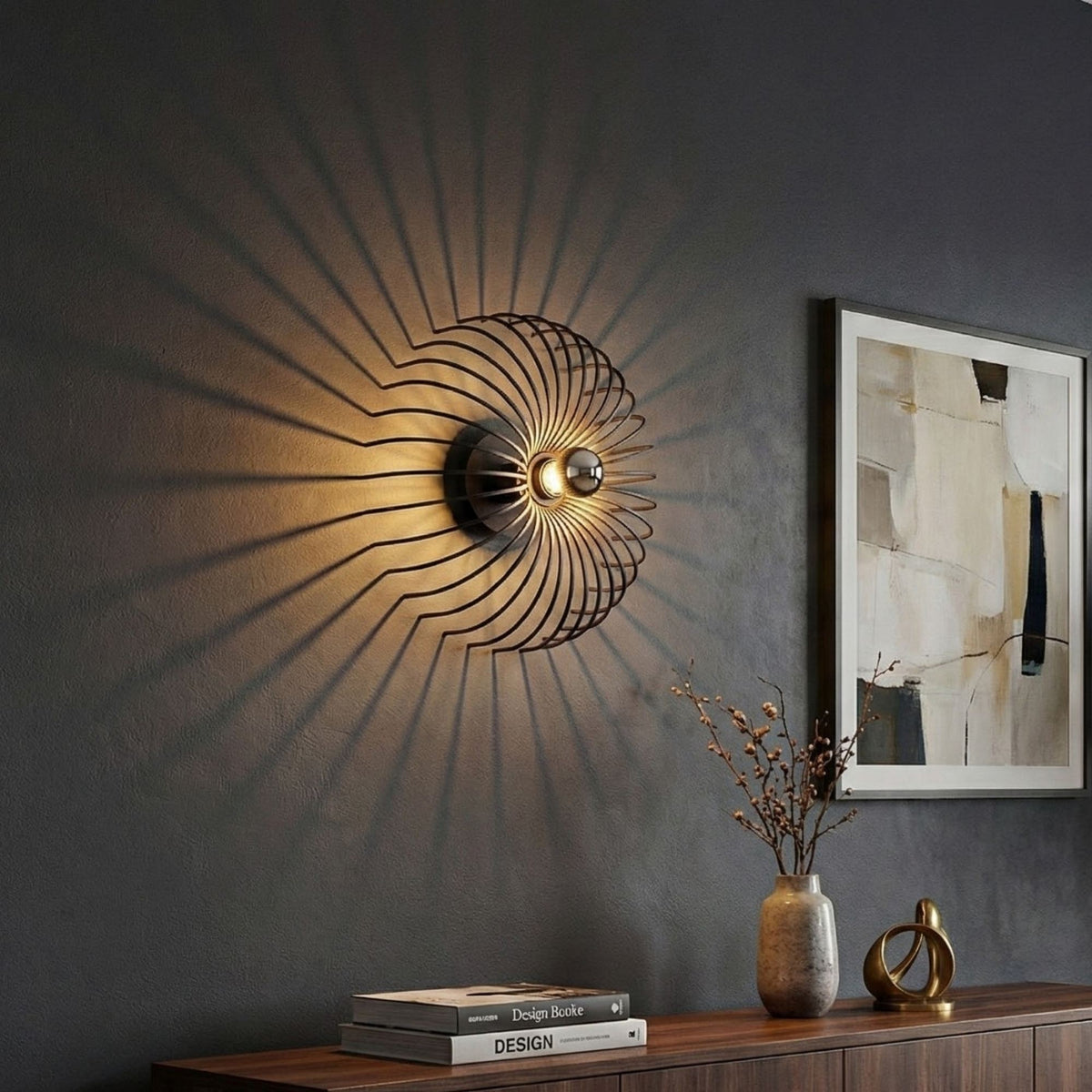 Zidna lampa ASPENDOS crna, metal, promjer 36 cm, visina 12 cm, E27 40 W, Aspendos - N-645