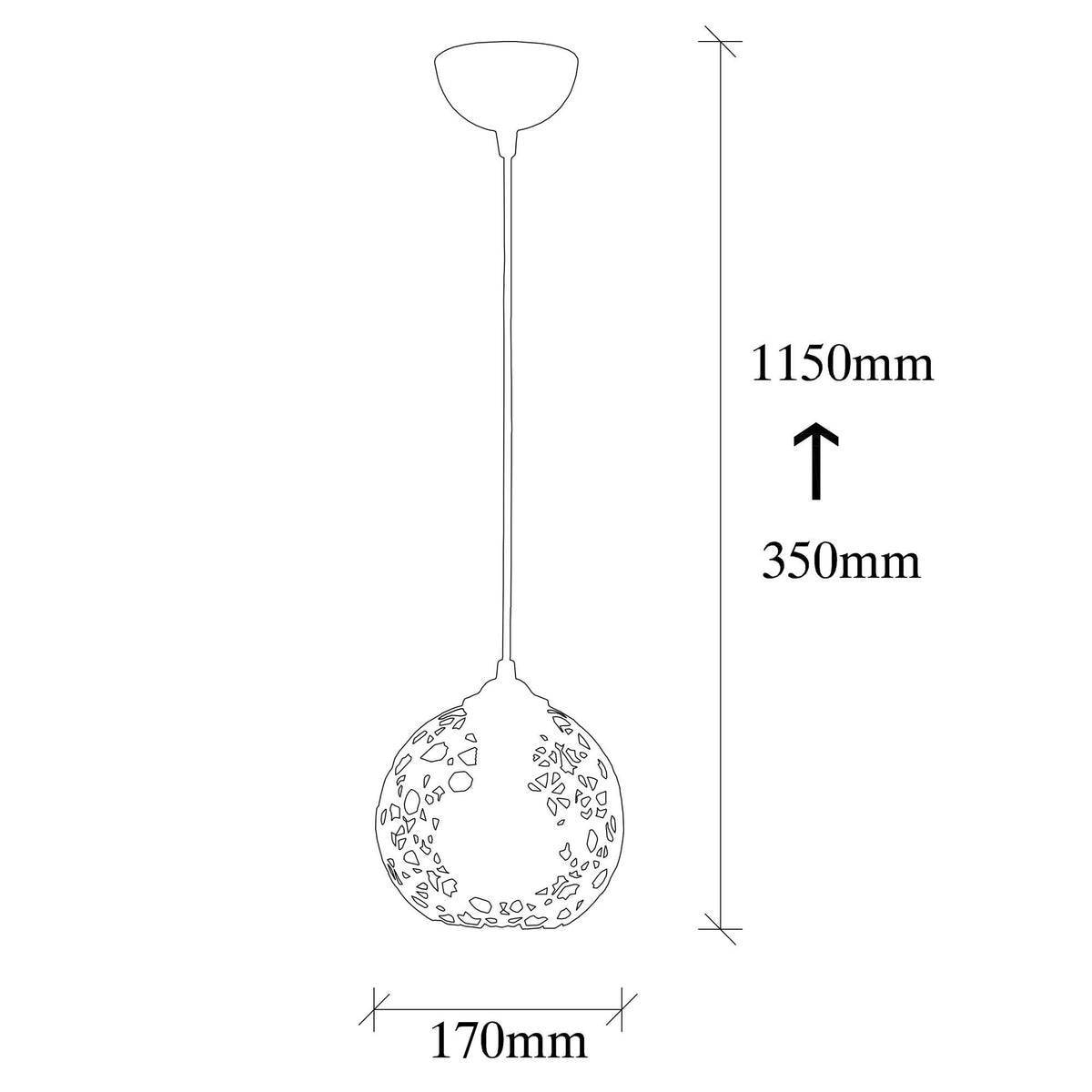 Visilica FELLINI metalna crna 17 cm, visina 115 cm, podesiva visina, duljina kabla 90 cm, E27 40W, Fellini - MR - 788