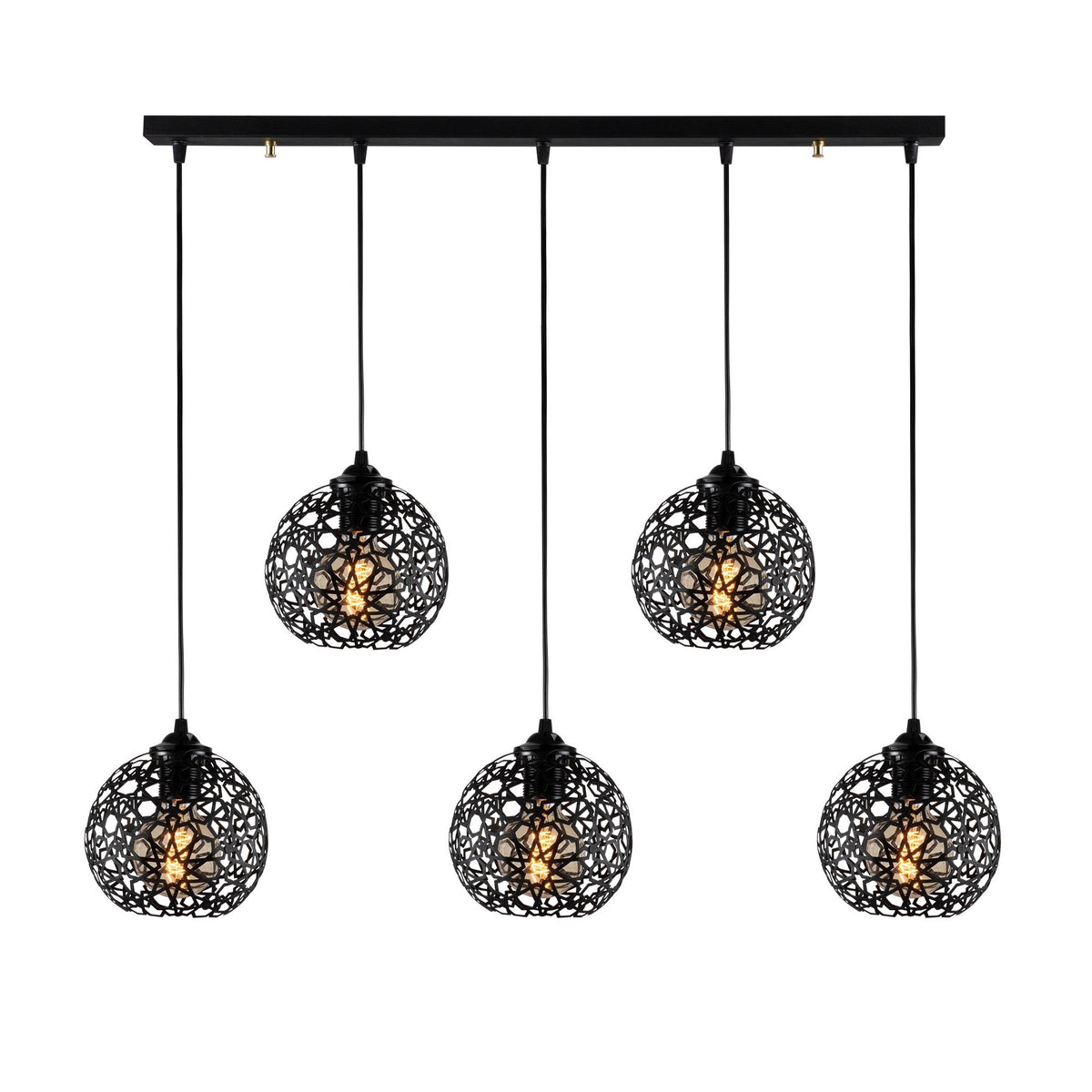 Stropna lampa FELLINI 5, metalana crna, 100x 17 cm, visina 119 cm, podesiva visina, dimenzija baze 78 x 6 x 4 cm, 5x E27 40 W, Fellini - MR - 789