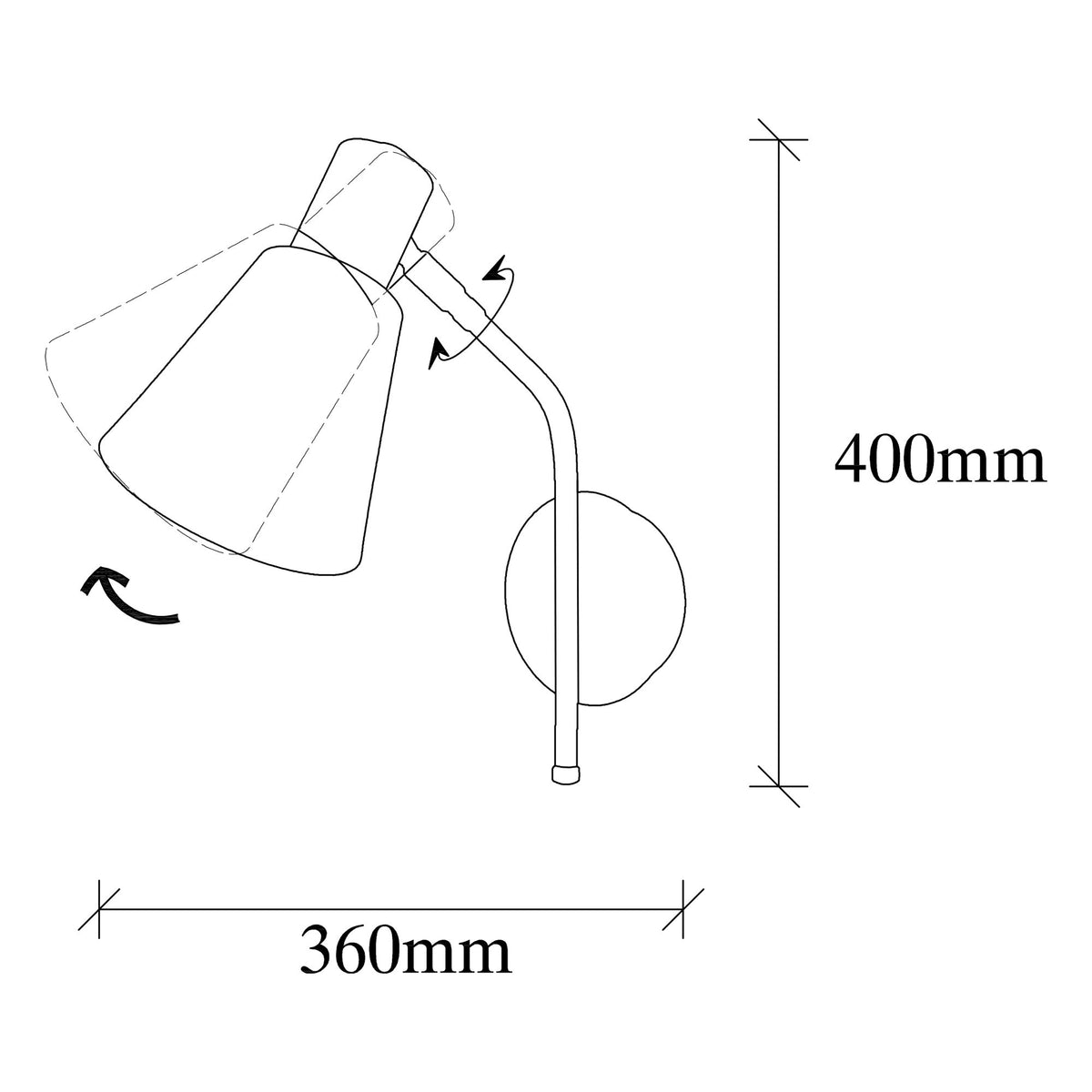 Zidna lampa SIVANI VINTAGE, metalna 14 x 36 x 40 cm, E27 W40, Sivani - MR-663