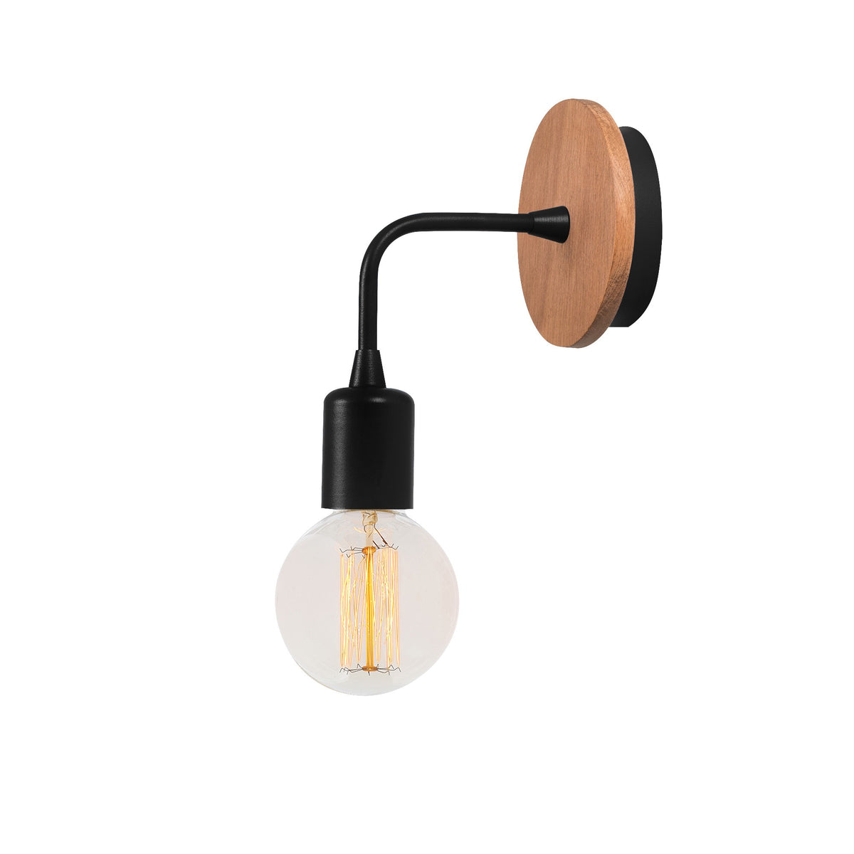 Zidna lampa DARTINI crna, drvo-metal, 10 x 10 cm, visina 13 cm, E27 40 W, Dartini - MR - 735
