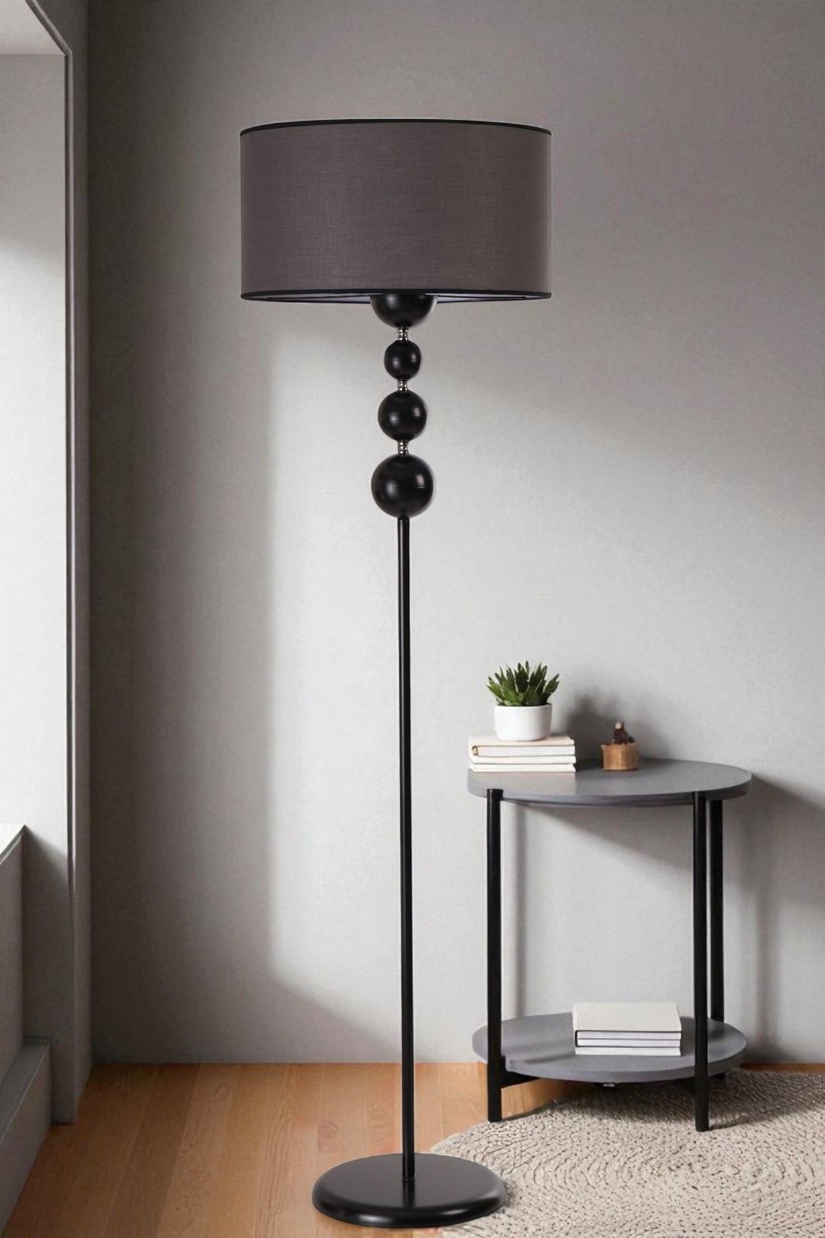 Podna lampa 238, siva, crna