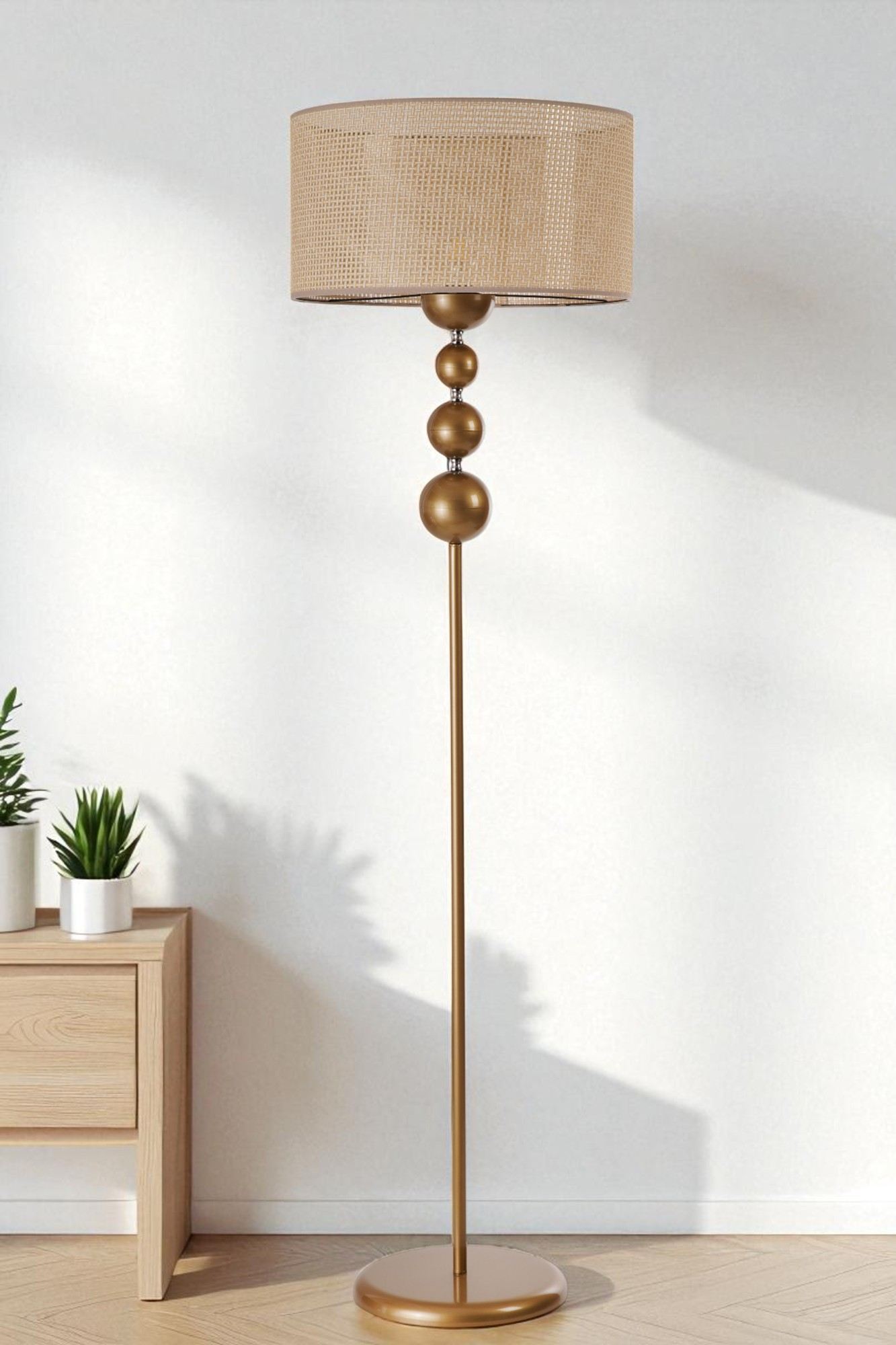 Podna lampa 269, bež, zlatna