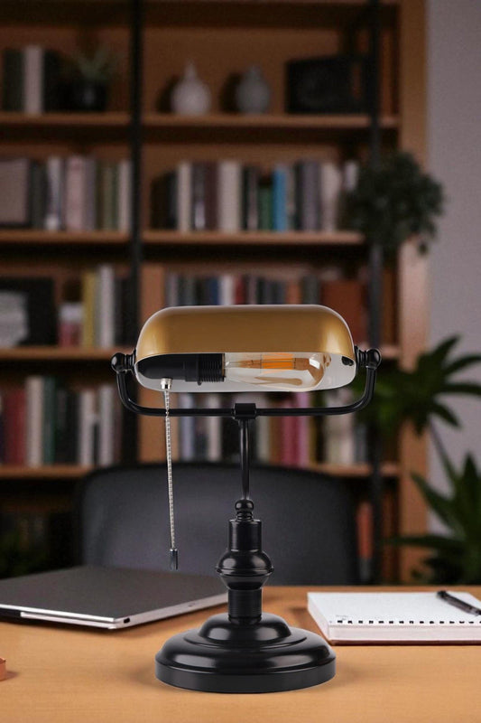 Stolna lampa 651, zlatna, crna