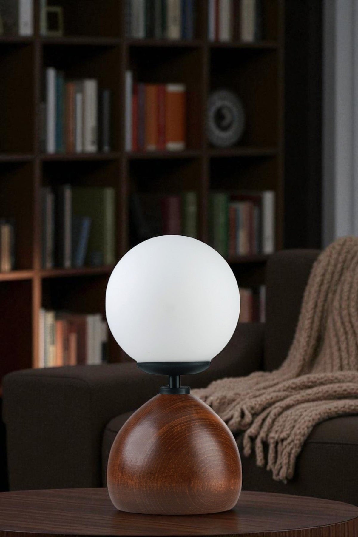 Stolna Lampa 712, Bijela, Crna, Orah