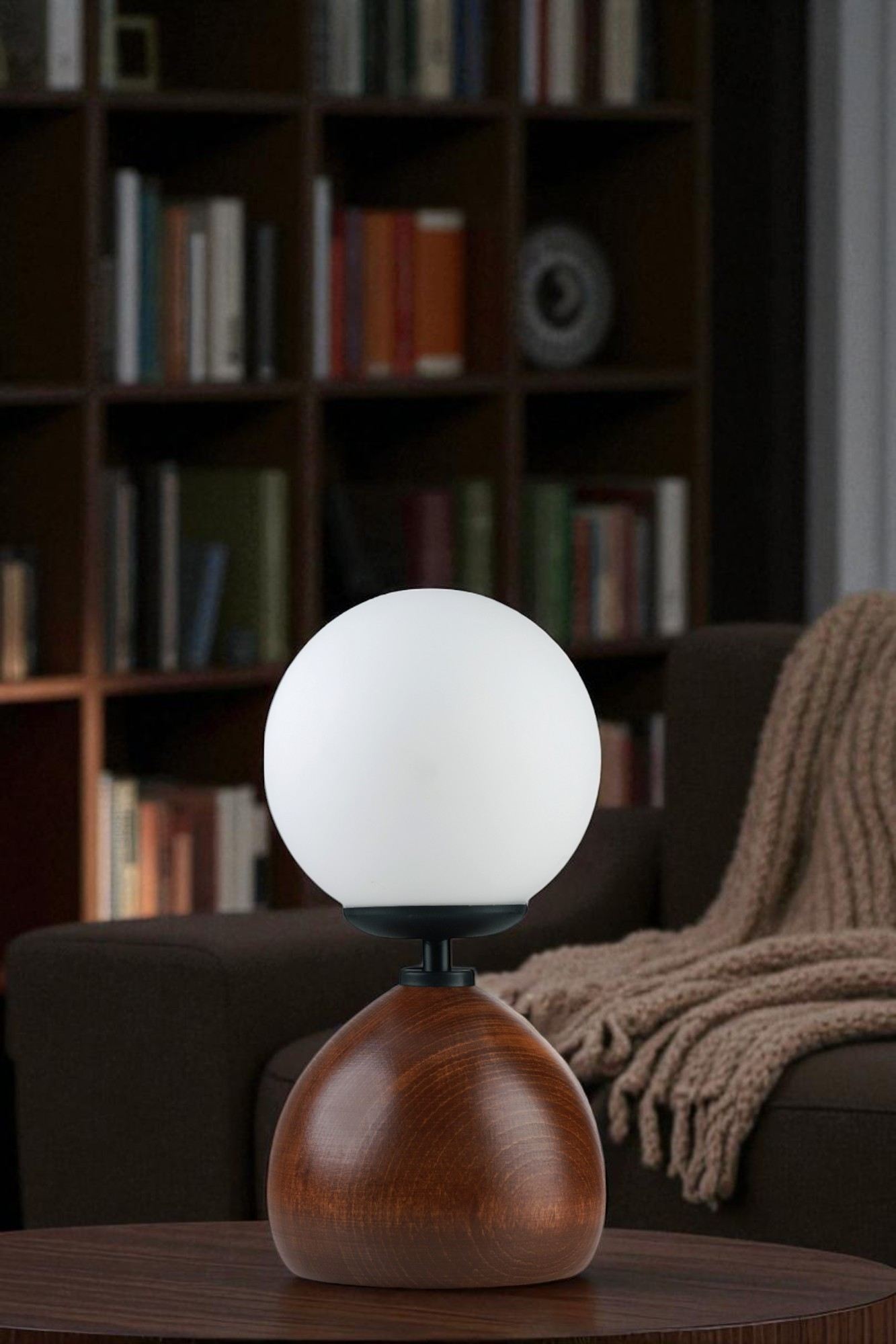 Stolna Lampa 712, Bijela, Crna, Orah