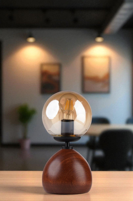 Stolna lampa 729, med, crna, orah