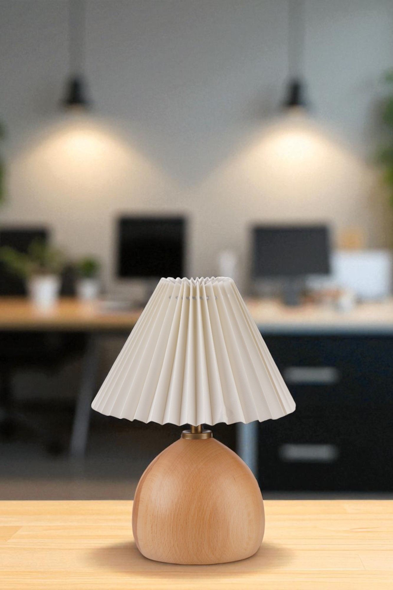 Stolna lampa 736, krem, hrast