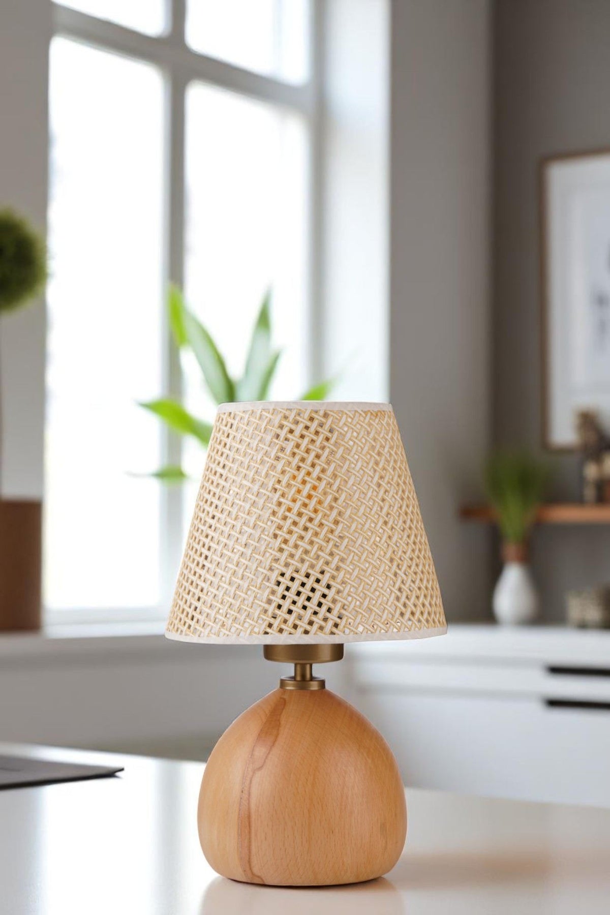 Stolna lampa 743, bež, hrast