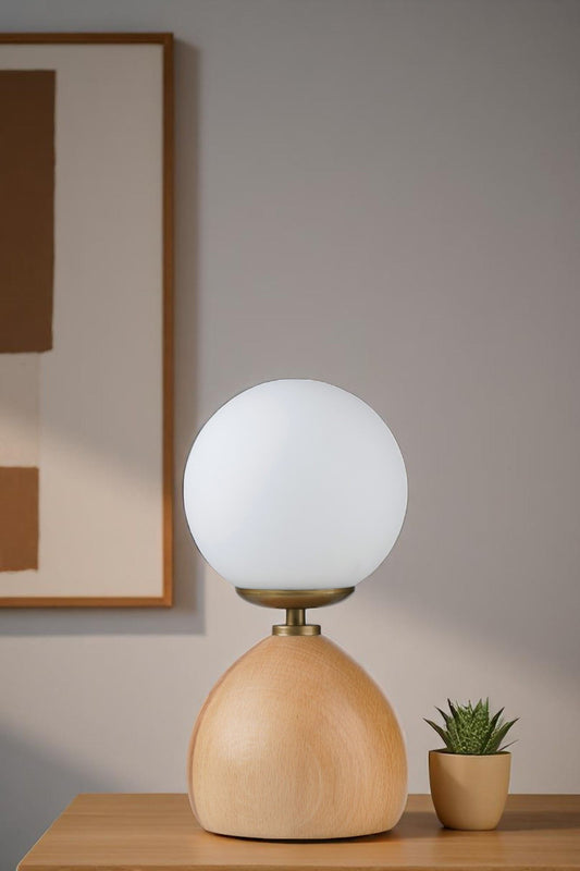 Stolna lampa 750, bijela, crna, hrast